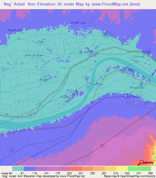 Nag` Aulad `Amr,Egypt Elevation Map