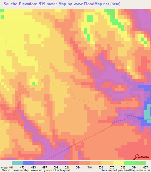 Saucito,Mexico Elevation Map