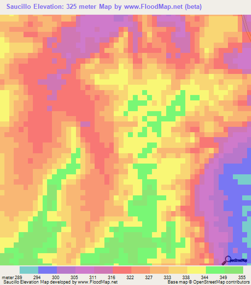 Saucillo,Mexico Elevation Map