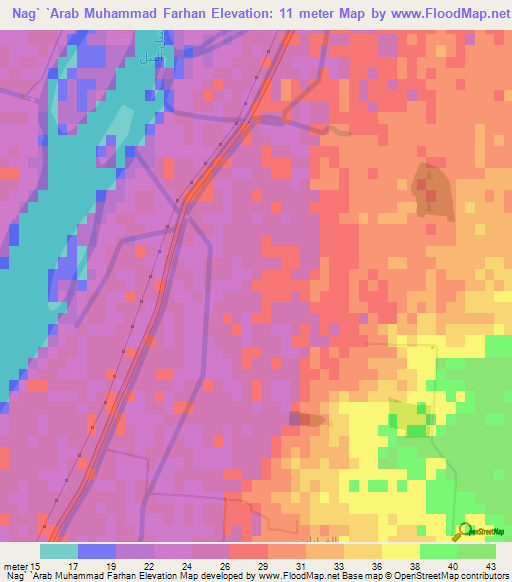 Nag` `Arab Muhammad Farhan,Egypt Elevation Map