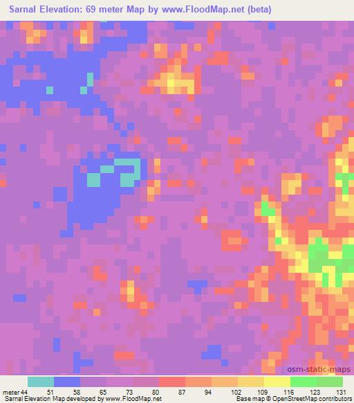 Sarnal,Mexico Elevation Map