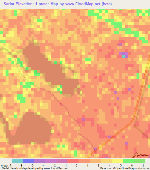 Sarlat,Mexico Elevation Map