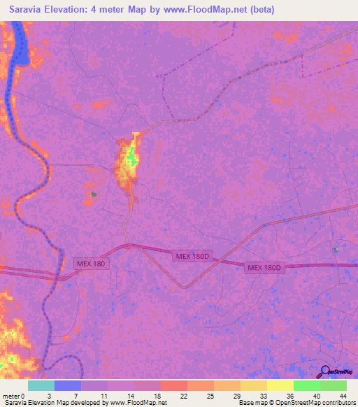 Saravia,Mexico Elevation Map