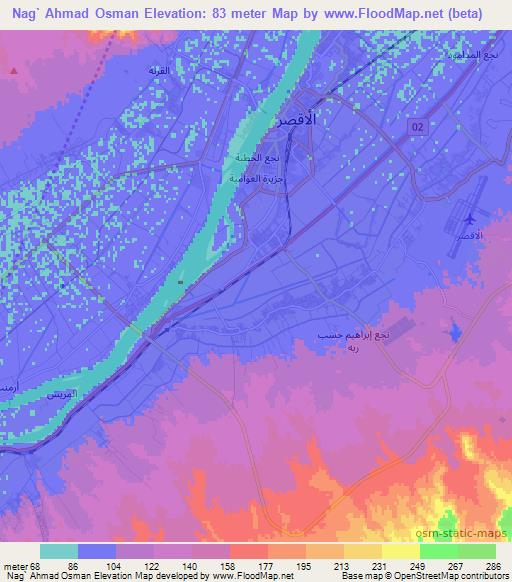 Nag` Ahmad Osman,Egypt Elevation Map