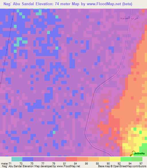 Nag` Abu Sandal,Egypt Elevation Map