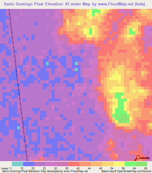 Santo Domingo Pixal,Mexico Elevation Map