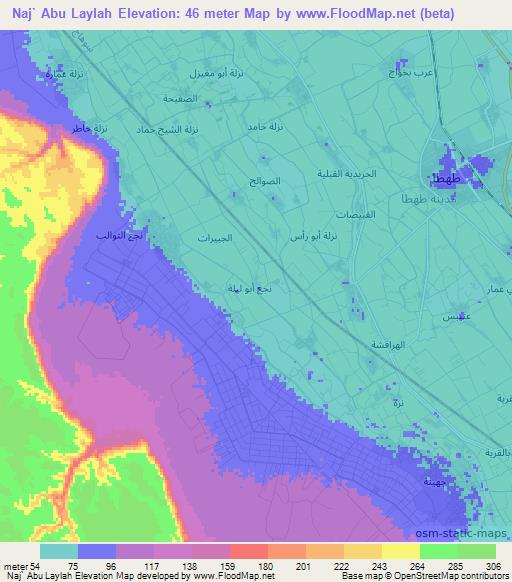 Naj` Abu Laylah,Egypt Elevation Map