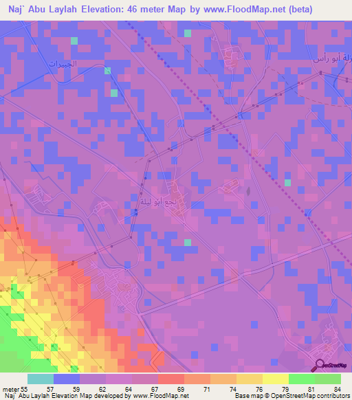 Naj` Abu Laylah,Egypt Elevation Map