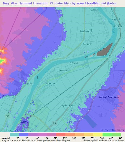 Nag` Abu Hammad,Egypt Elevation Map