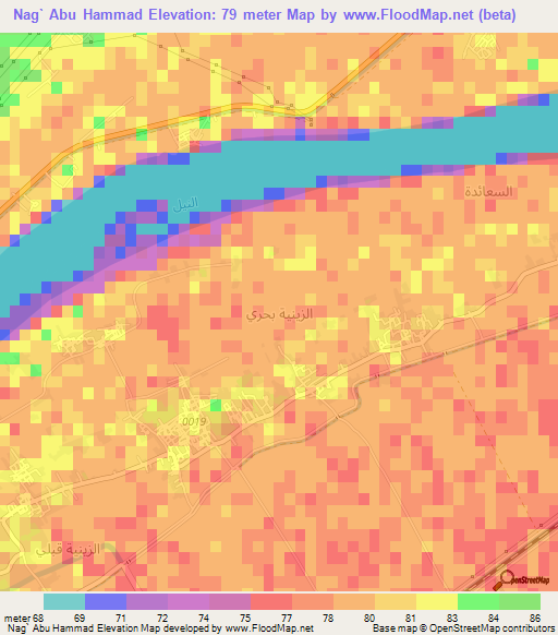 Nag` Abu Hammad,Egypt Elevation Map