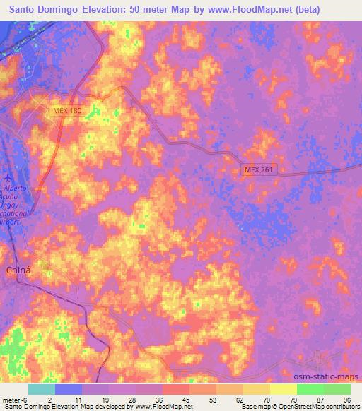 Santo Domingo,Mexico Elevation Map