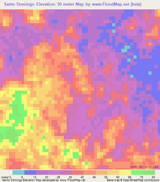 Santo Domingo,Mexico Elevation Map