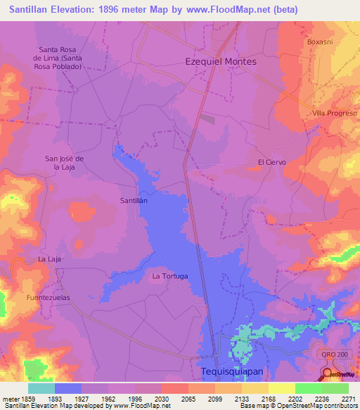 Santillan,Mexico Elevation Map