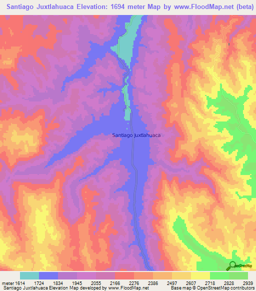 Santiago Juxtlahuaca,Mexico Elevation Map