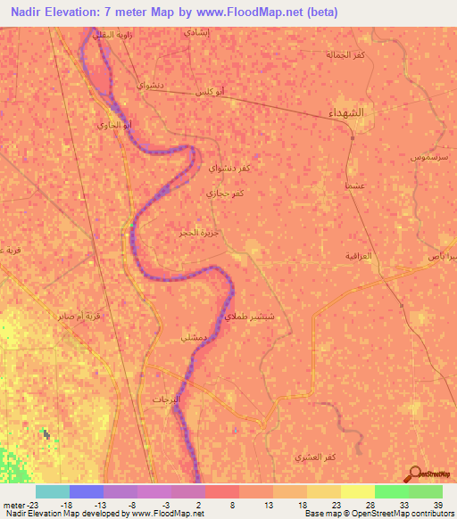 Nadir,Egypt Elevation Map