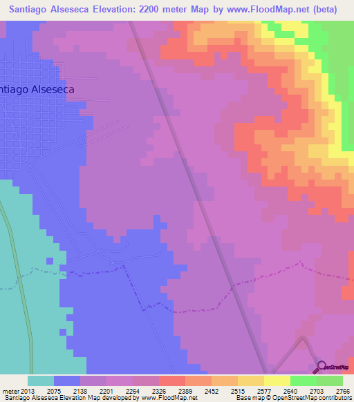 Santiago Alseseca,Mexico Elevation Map