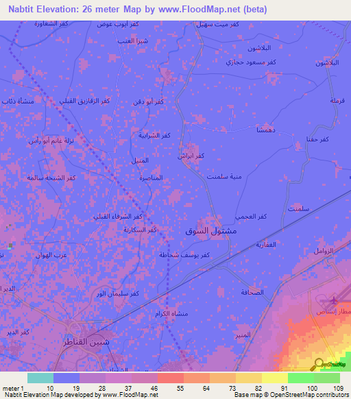 Nabtit,Egypt Elevation Map