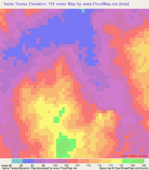 Santa Teresa,Mexico Elevation Map