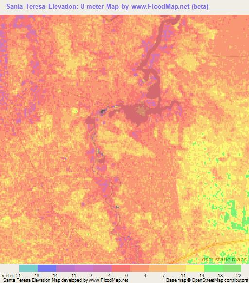 Santa Teresa,Mexico Elevation Map