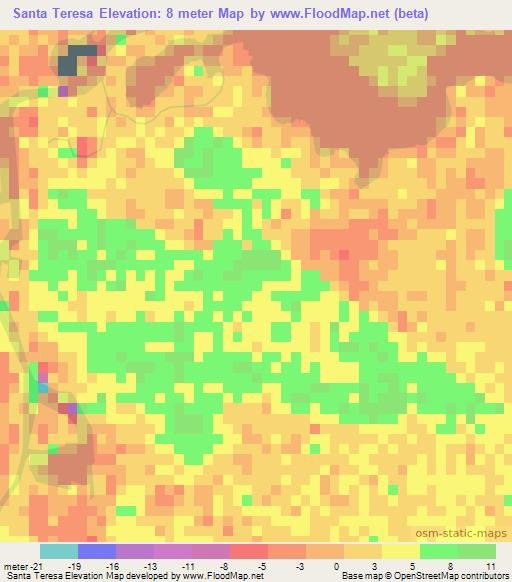 Santa Teresa,Mexico Elevation Map