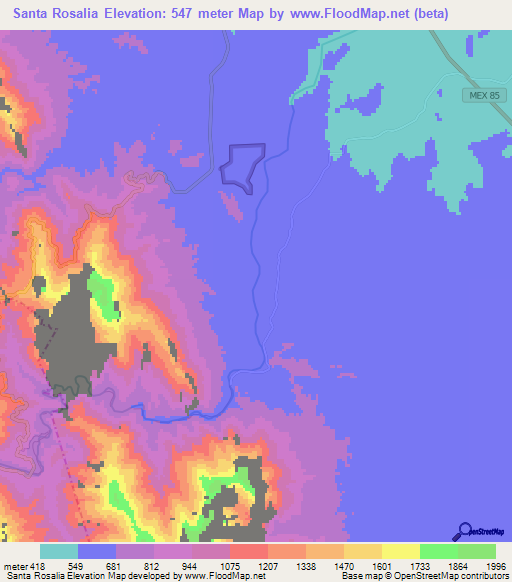 Santa Rosalia,Mexico Elevation Map