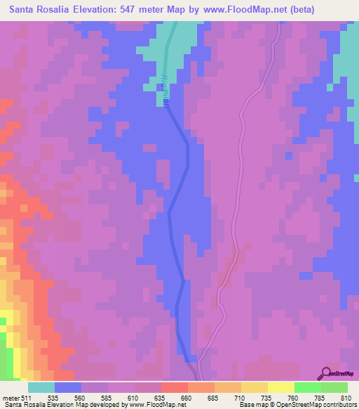 Santa Rosalia,Mexico Elevation Map