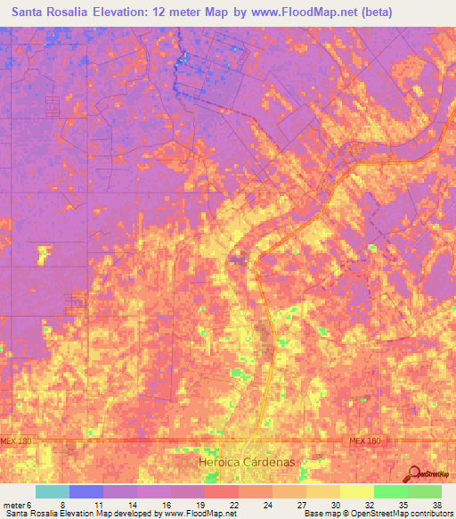 Santa Rosalia,Mexico Elevation Map