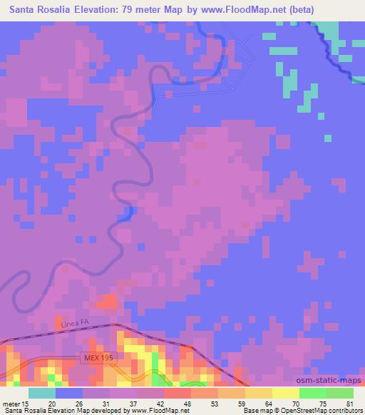 Santa Rosalia,Mexico Elevation Map