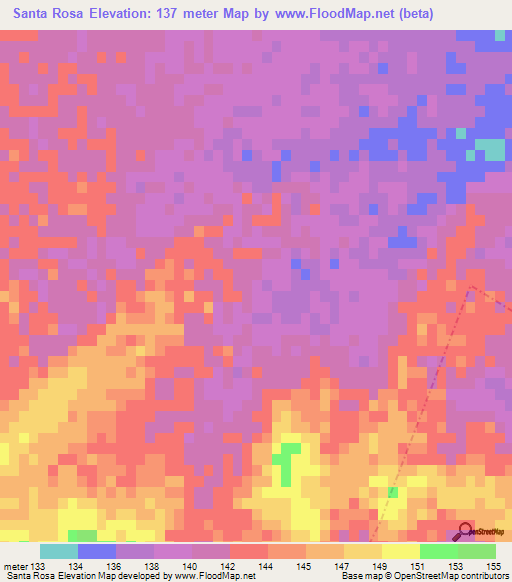 Santa Rosa,Mexico Elevation Map