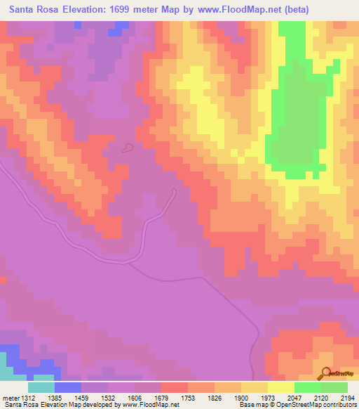 Santa Rosa,Mexico Elevation Map