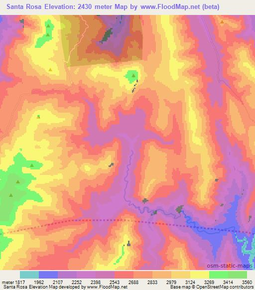 Santa Rosa,Mexico Elevation Map