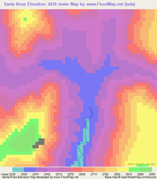 Santa Rosa,Mexico Elevation Map