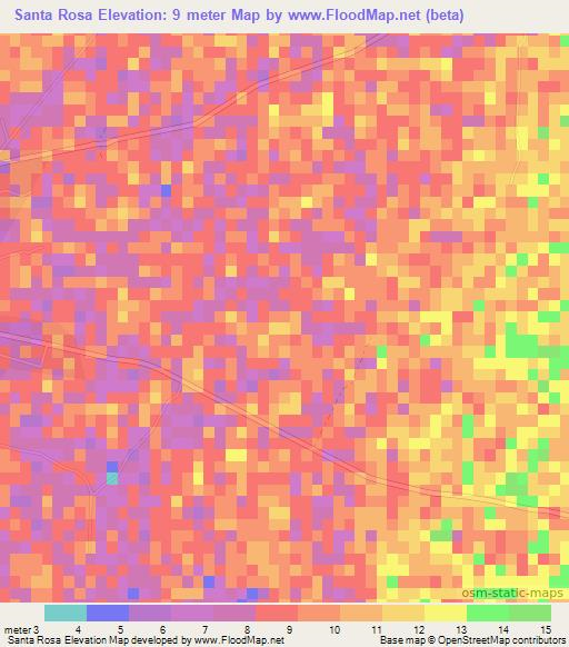 Santa Rosa,Mexico Elevation Map