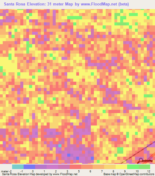 Santa Rosa,Mexico Elevation Map