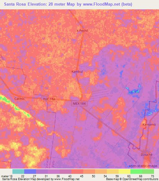 Santa Rosa,Mexico Elevation Map