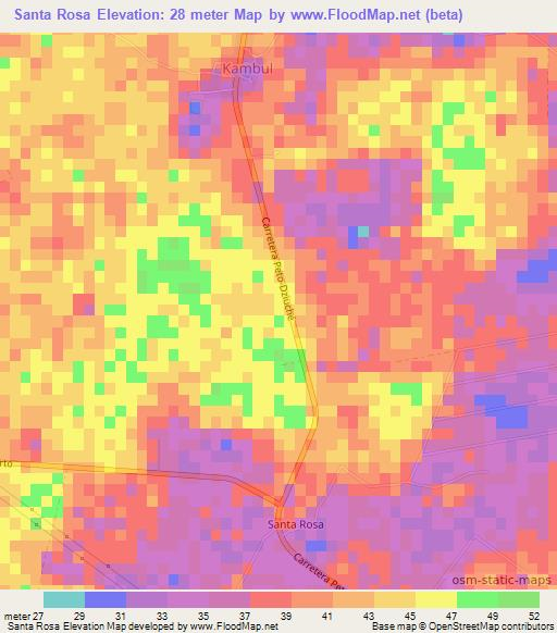 Santa Rosa,Mexico Elevation Map