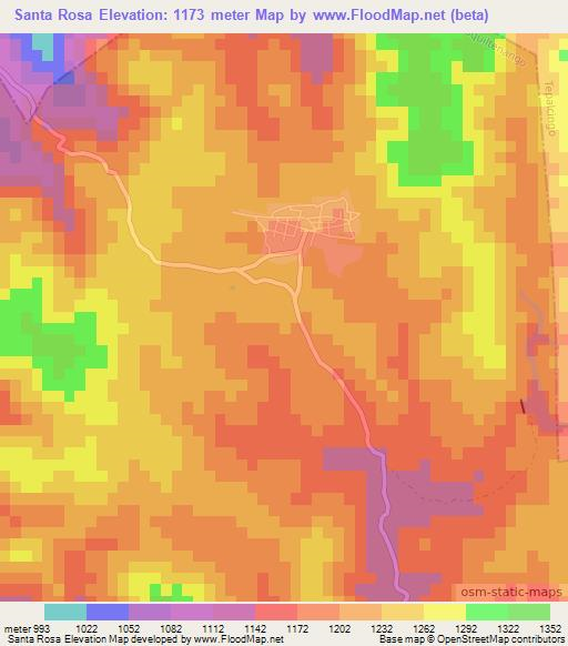 Santa Rosa,Mexico Elevation Map