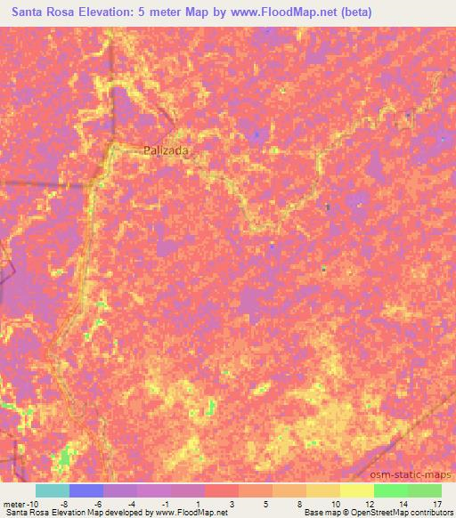 Santa Rosa,Mexico Elevation Map