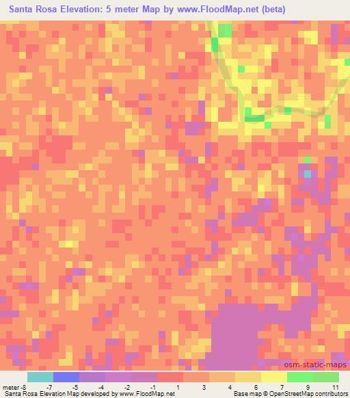 Santa Rosa,Mexico Elevation Map