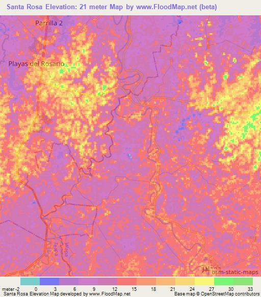 Santa Rosa,Mexico Elevation Map