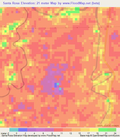 Santa Rosa,Mexico Elevation Map