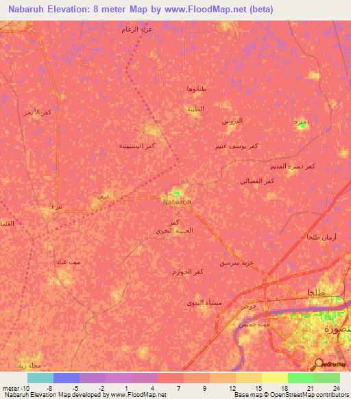 Nabaruh,Egypt Elevation Map