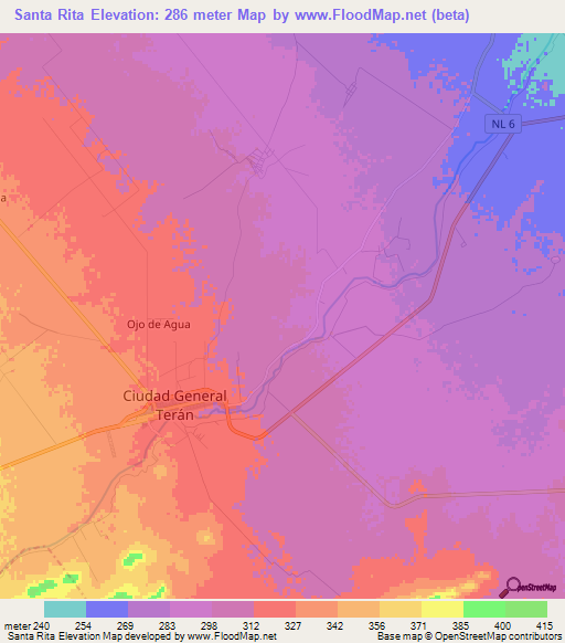 Santa Rita,Mexico Elevation Map