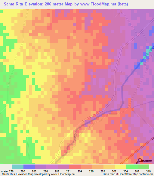 Santa Rita,Mexico Elevation Map