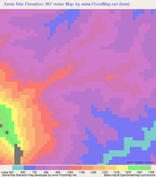 Santa Rita,Mexico Elevation Map