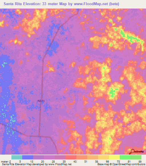 Santa Rita,Mexico Elevation Map