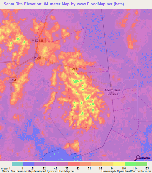 Santa Rita,Mexico Elevation Map