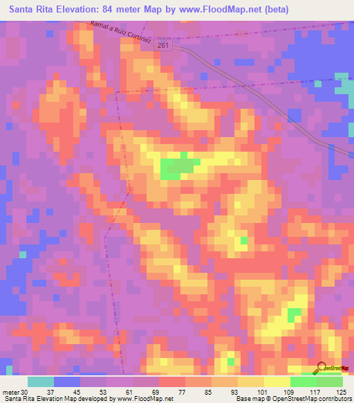 Santa Rita,Mexico Elevation Map