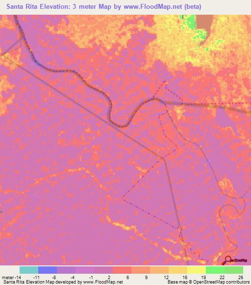 Santa Rita,Mexico Elevation Map