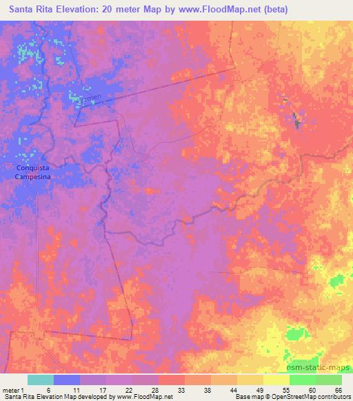 Santa Rita,Mexico Elevation Map